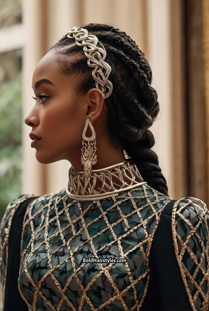 17. Sleek Braided Crown with Defined Edges