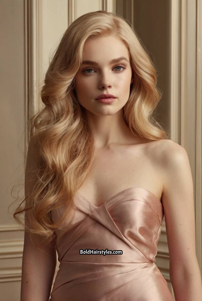18. Peach Pearl Blonde Waves