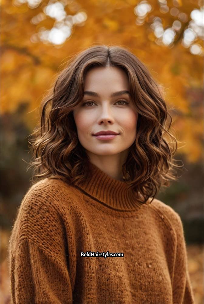 18. Shoulder-Length Wet and Wavy Wig with Feathered Ends