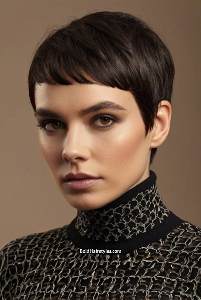 18. Super Slicked-Down Pixie Cut with Side Part