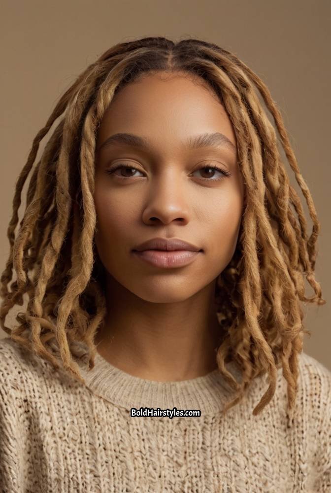2. Blonde Shoulder-Length Locs with Curls