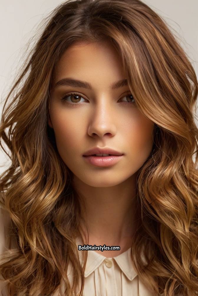 2. Chestnut Brown with Honey Balayage