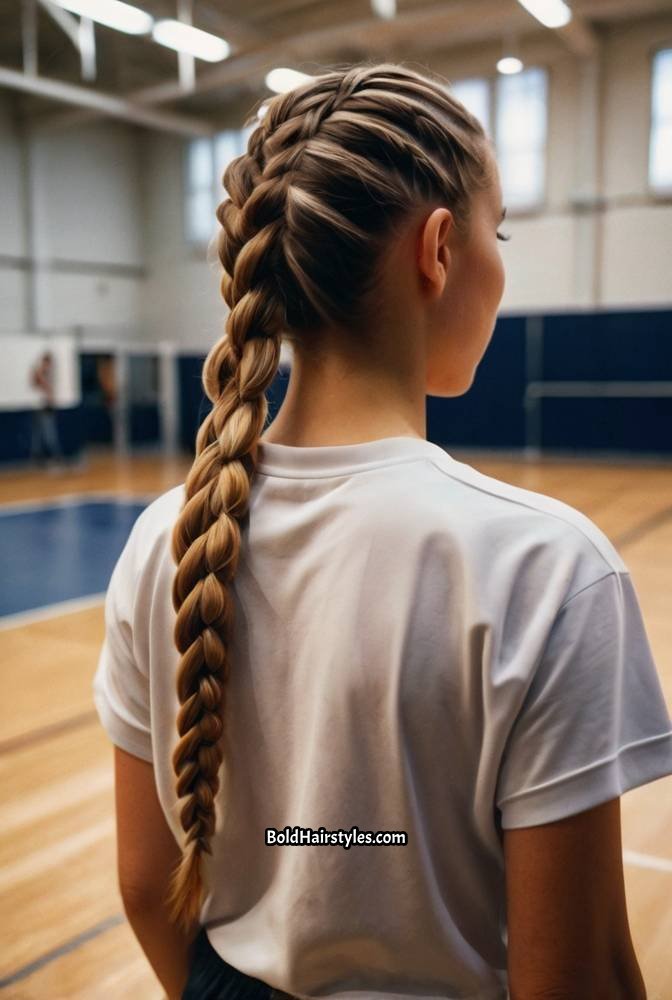 2. Double Dutch Braids with Low Buns