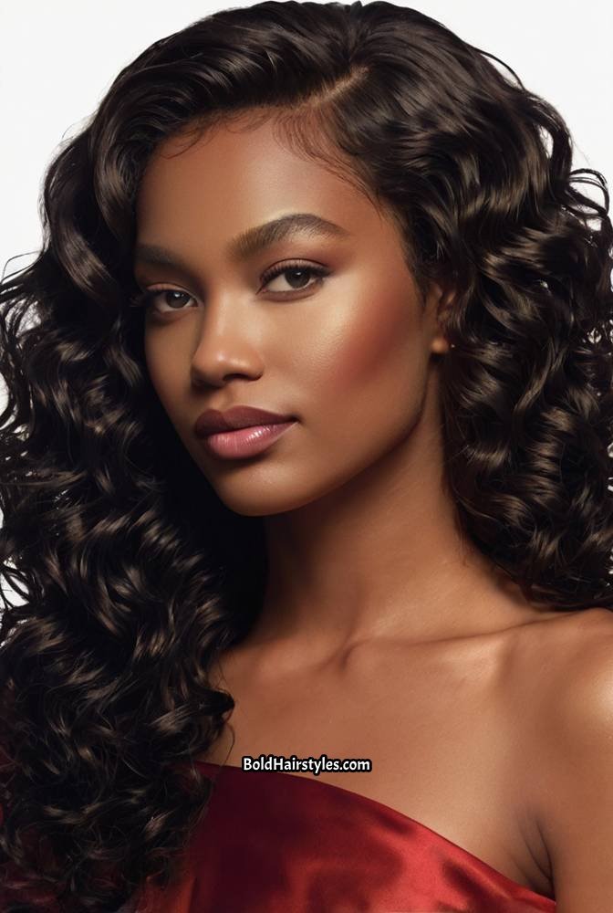 20. Deep Wave Wet and Wavy Wig with Side Part