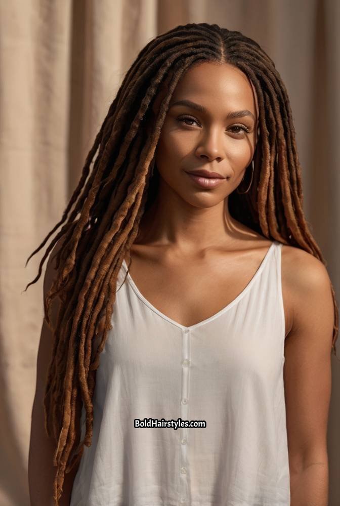 20. Goddess Locs with Loose Tendrils