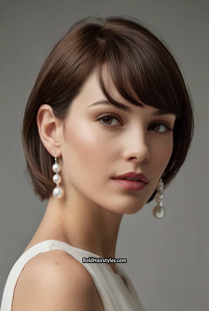 20. Short Silk Press with Soft Swoop Bangs