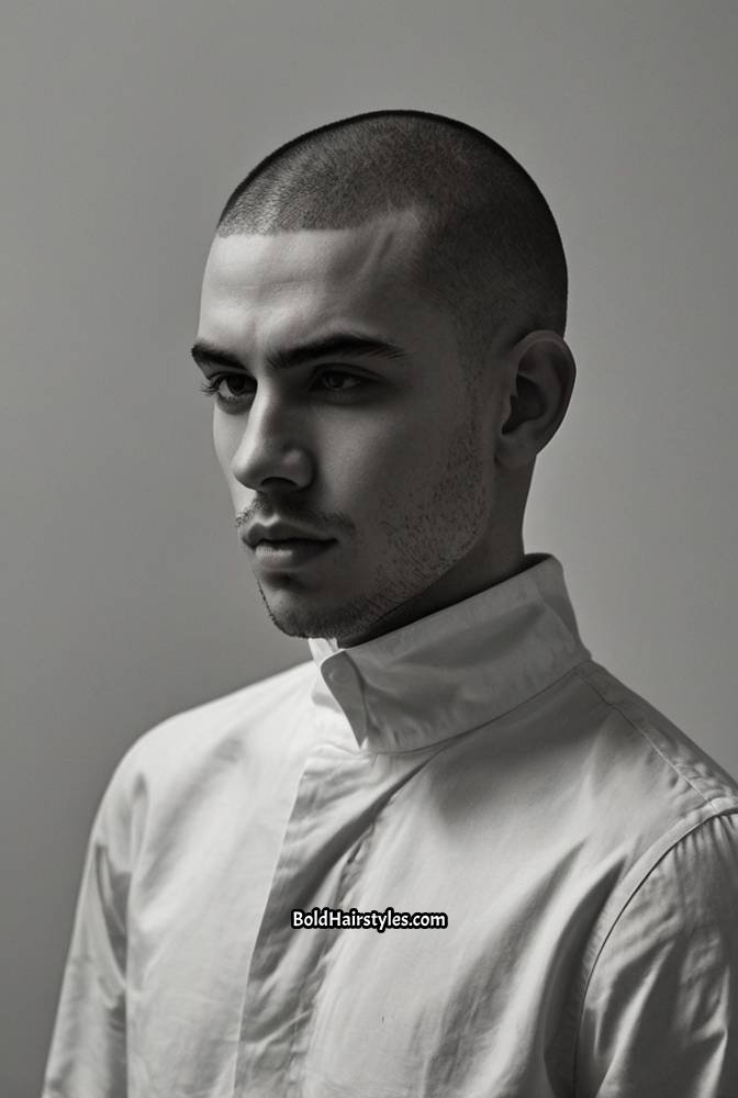 21. Buzz Cut with Hard Part
