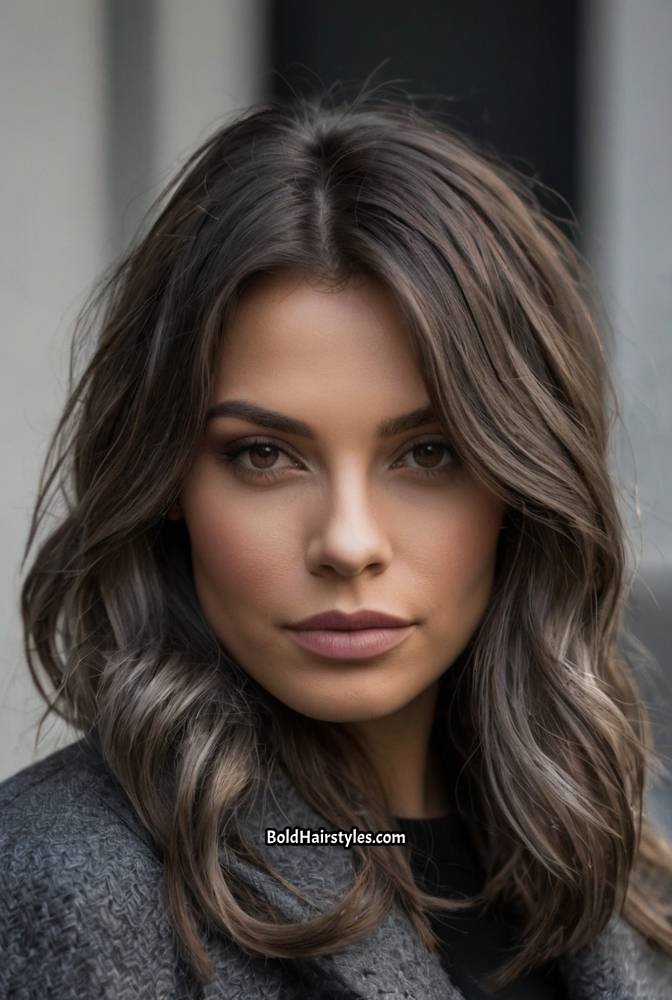 21. Espresso Brown with Smoky Gray Balayage