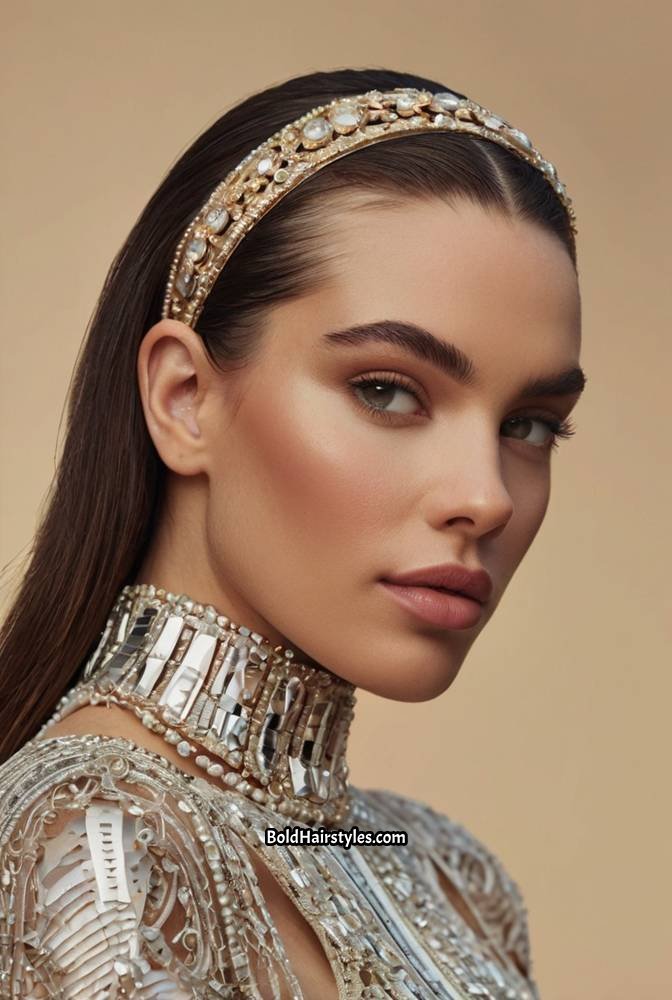21. Slicked-Back Hair with a Statement Headband