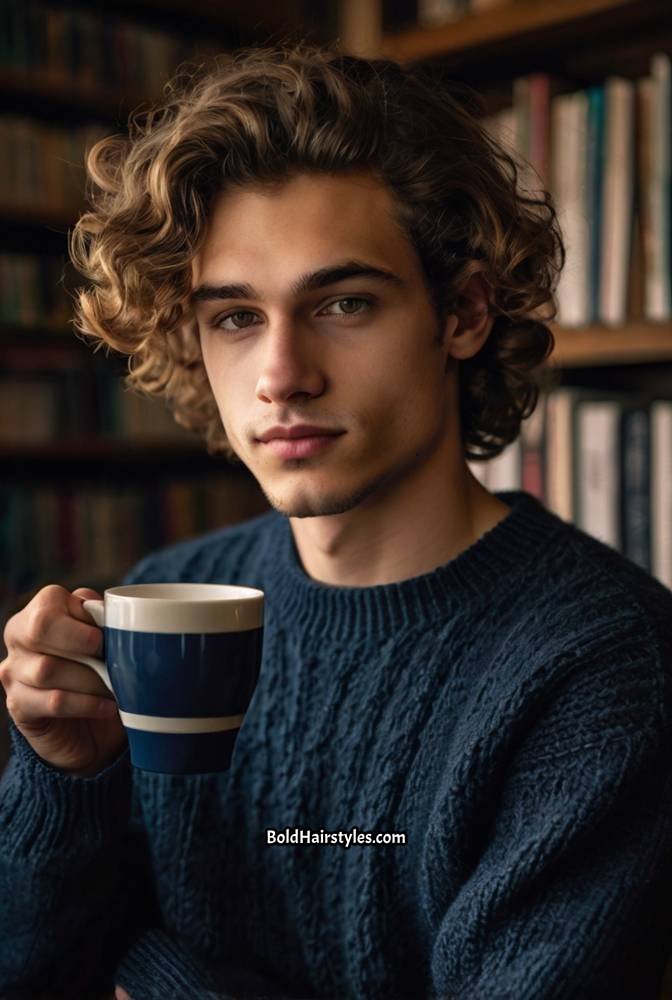 21. Wavy Curly Hair with Subtle Fade