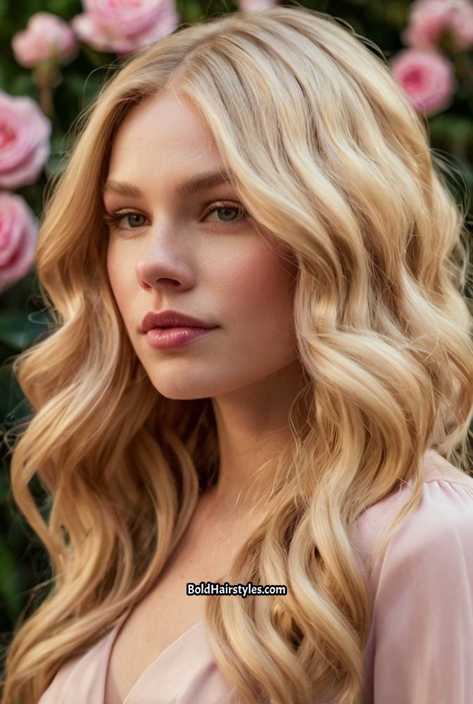 22. Buttercream Blonde with Glossy Shine