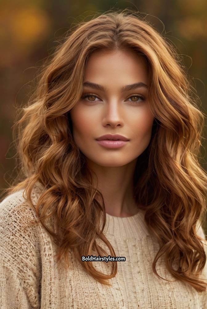 22. Warm Caramel Brown with Golden Honey Highlights