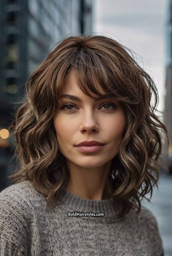 23. Espresso Brown Wet and Wavy Wig with Soft Tousled Waves