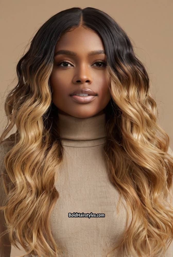 24. Ombre Wet and Wavy Wig with Gradual Color Transition