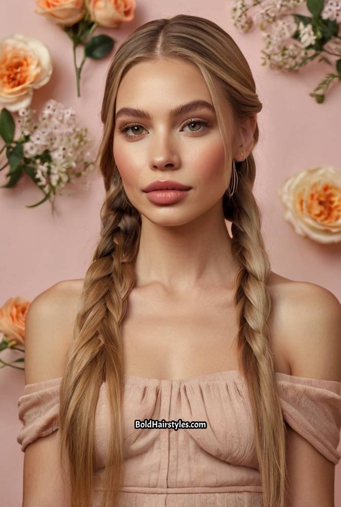 24. Super Straight Hair with a Twisted Side Braid