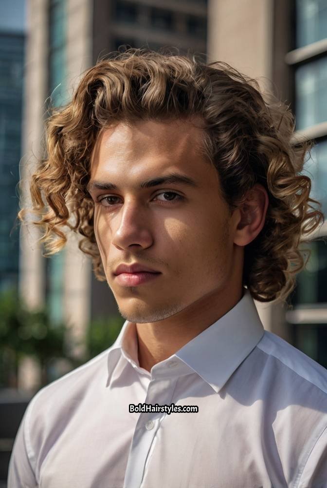 25. Voluminous Curly Top with Angular Fade