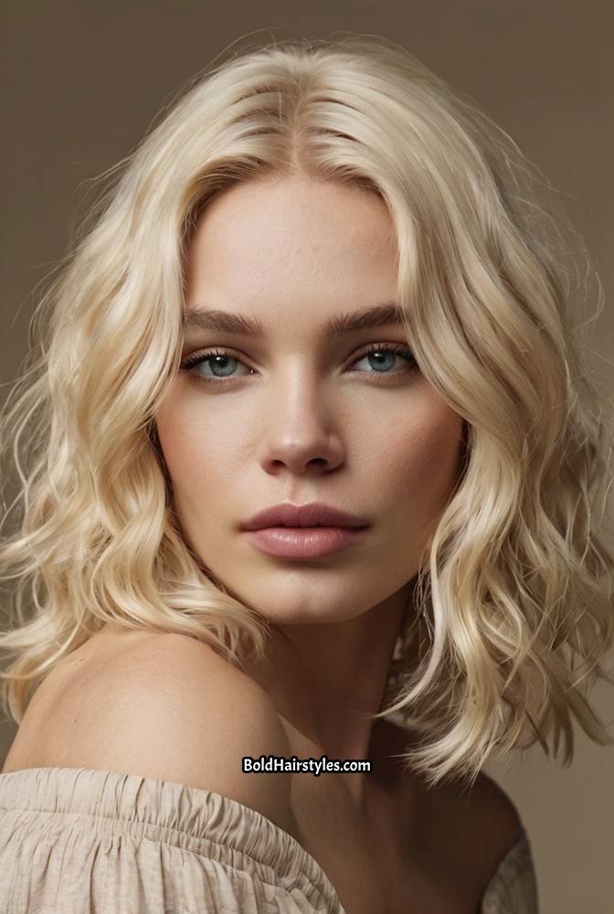 3. Blonde Wet and Wavy Wig with Middle Part