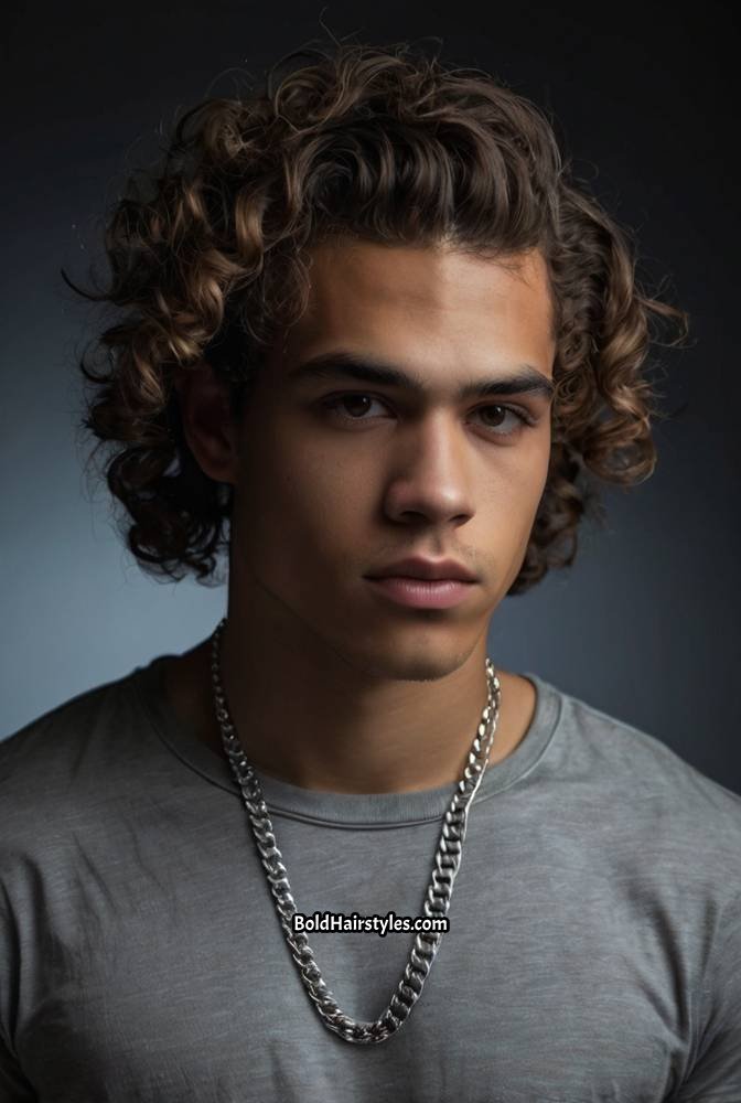 3. Defined Curly Undercut with Sharp Fade