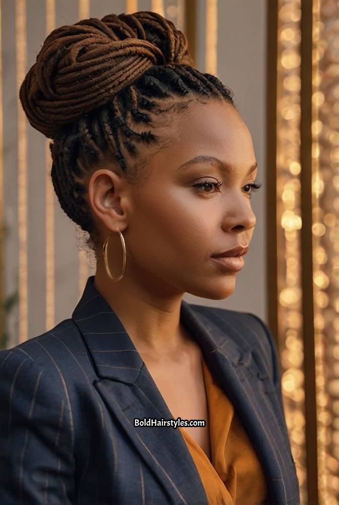 3. Intricate Updo with Twisted Locs