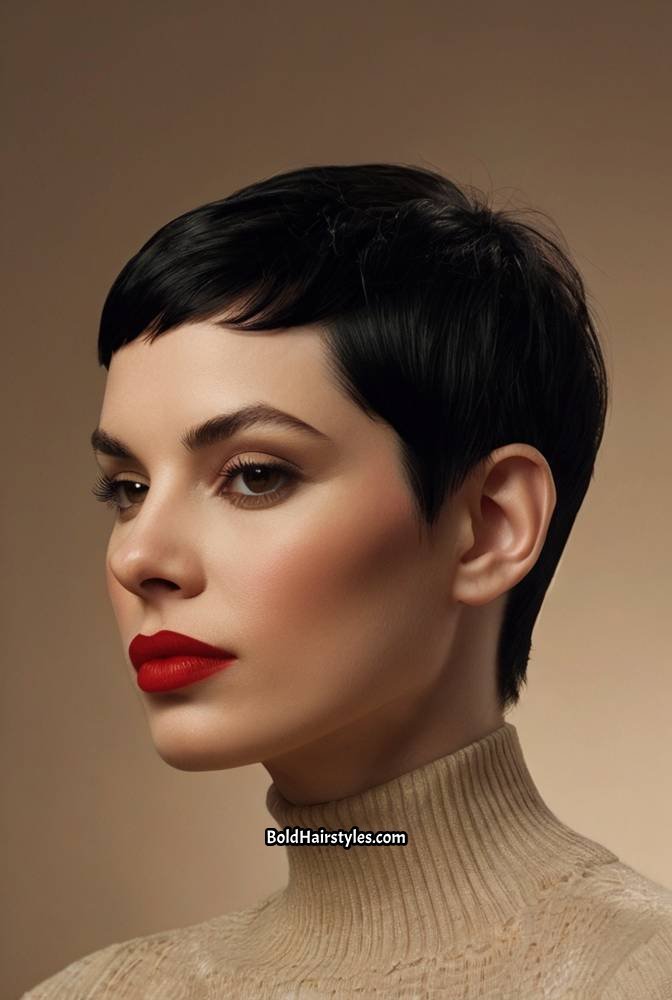 3. Slicked-Down Pixie Cut with Defined Edges