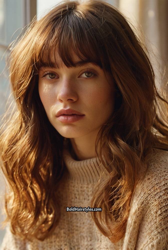3. Wispy Curtain Bangs with Soft Waves