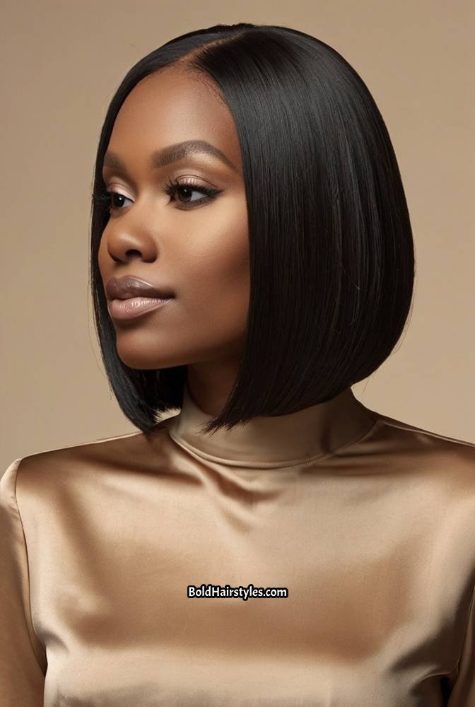 4. Curved Bob with Tucked Ends
