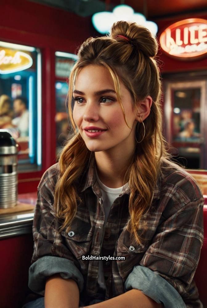 4. Messy Half-Up, Half-Down Bun