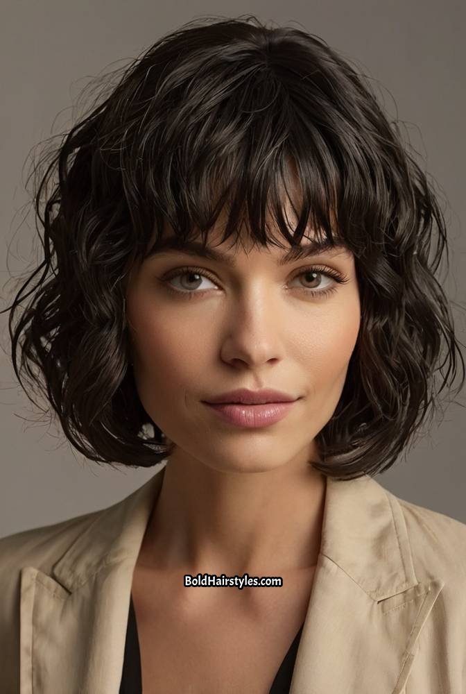 4. Short Bob Wet and Wavy Wig with Tousled Texture