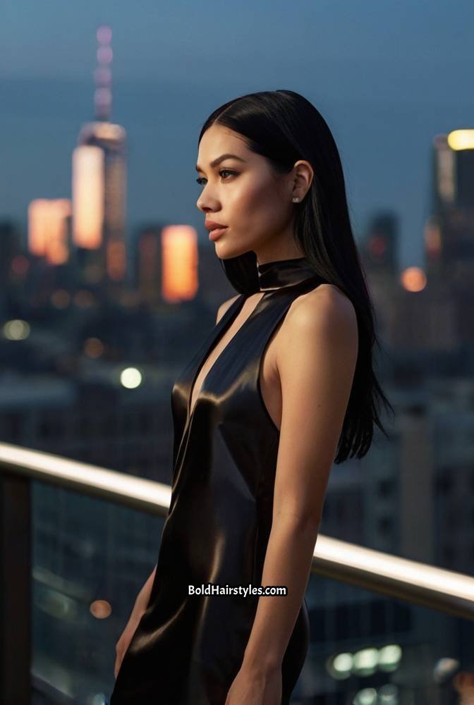 4. Ultra-Sleek Straight Hair with Side Part