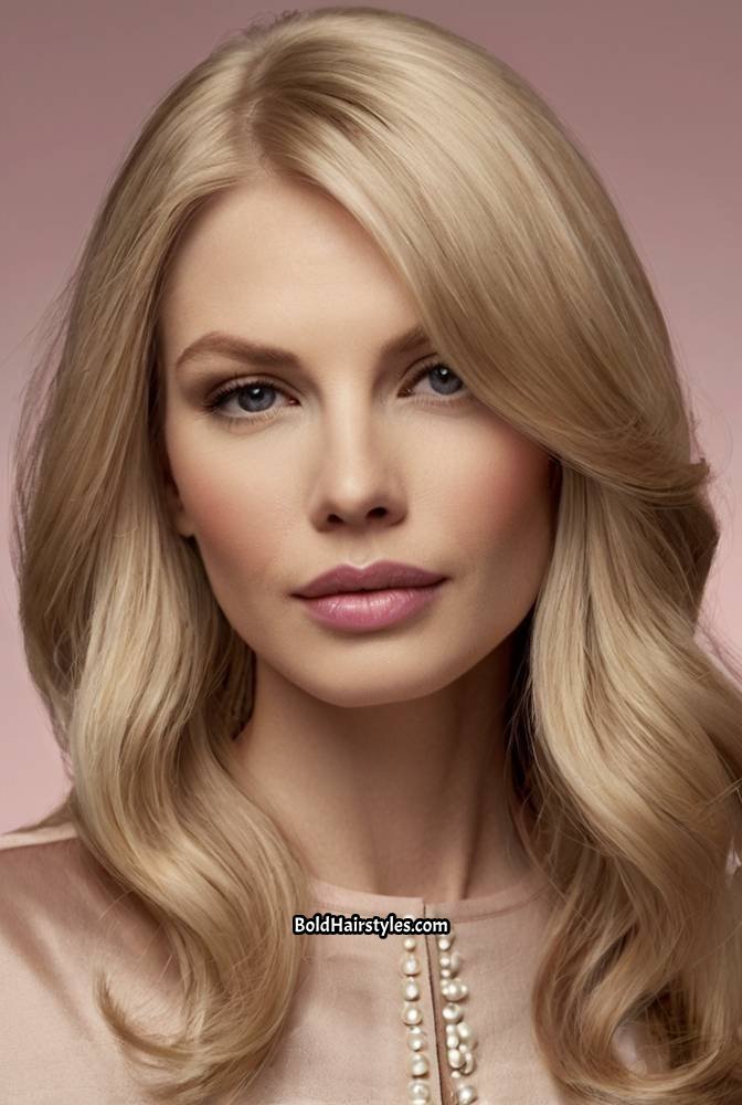 5. Champagne Blonde with a Glossy Finish