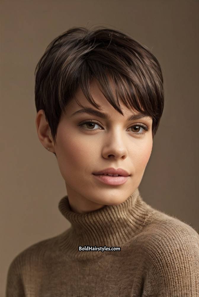 6. Feathered Silk Press Pixie