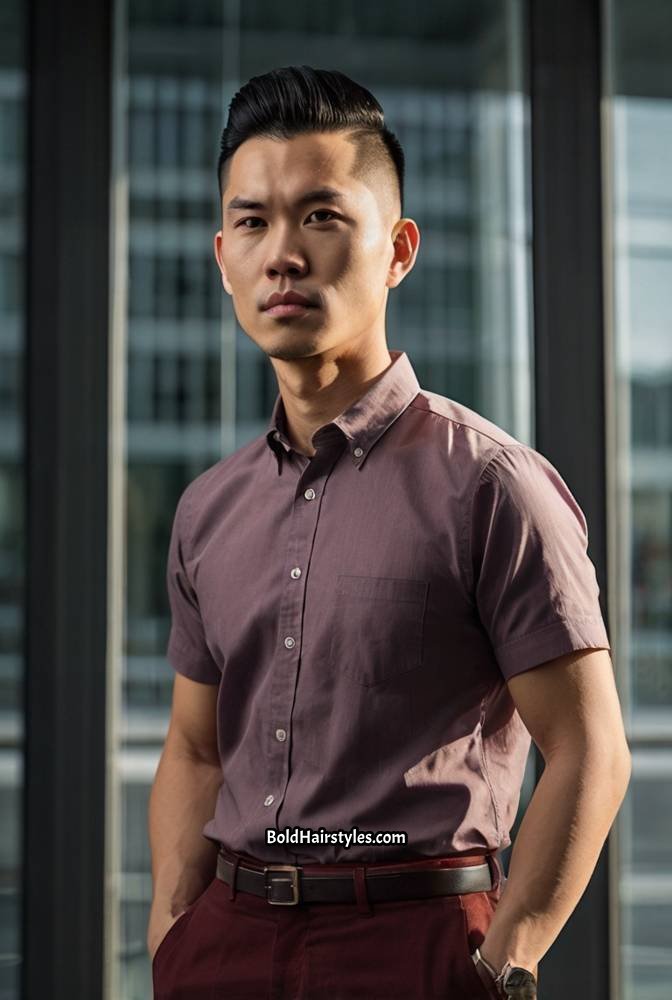 6. Short Pompadour with Skin Fade