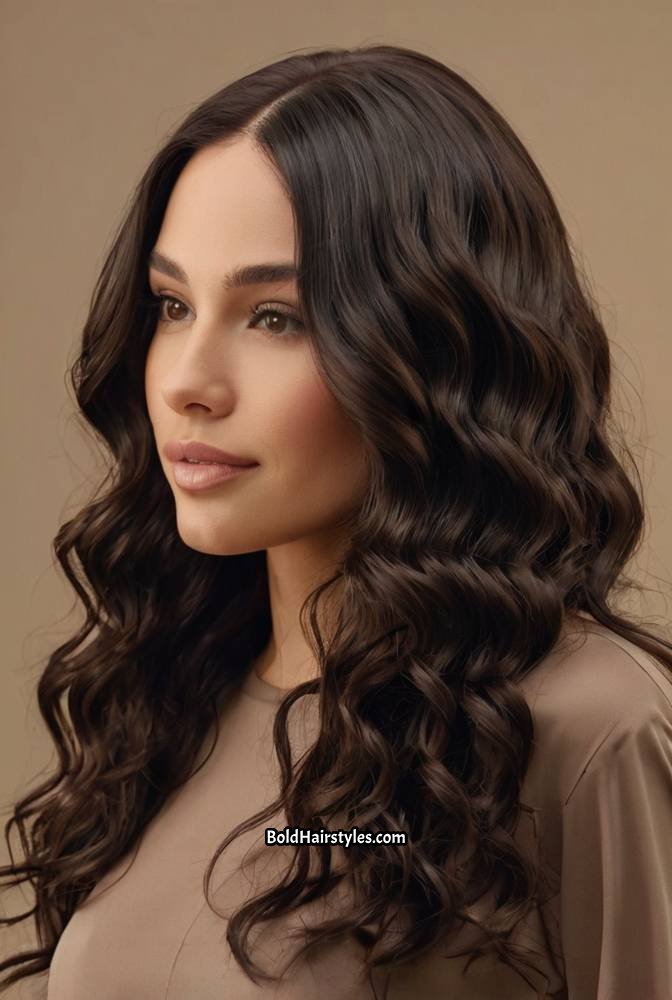 6. Waist-Length Wet and Wavy Wig with Defined Waves