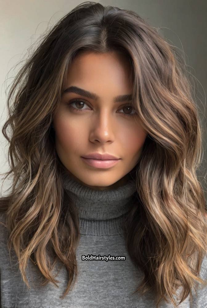 7. Ash Brown Balayage on a Deep Brunette Base