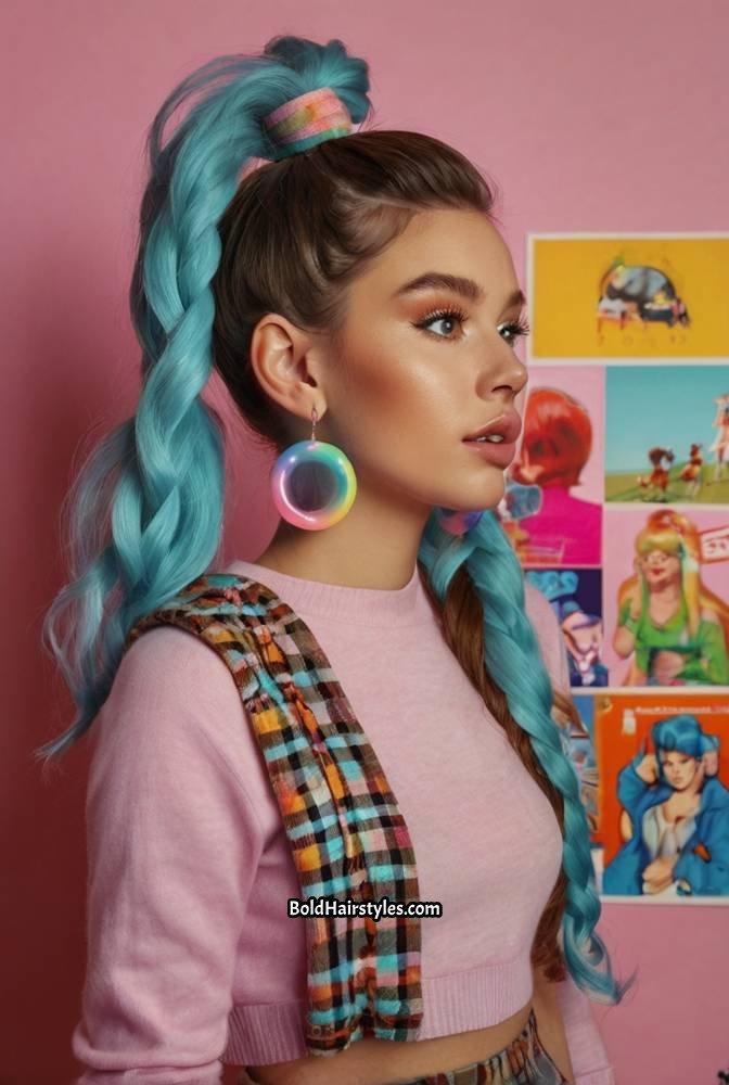 7. Bubble Ponytail with Multiple Hair Ties