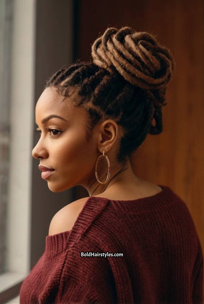 7. Chunky Locs in a Half-Up Bun