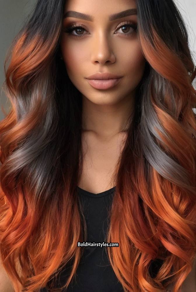 7. Copper Red Ombre for a Fiery Look