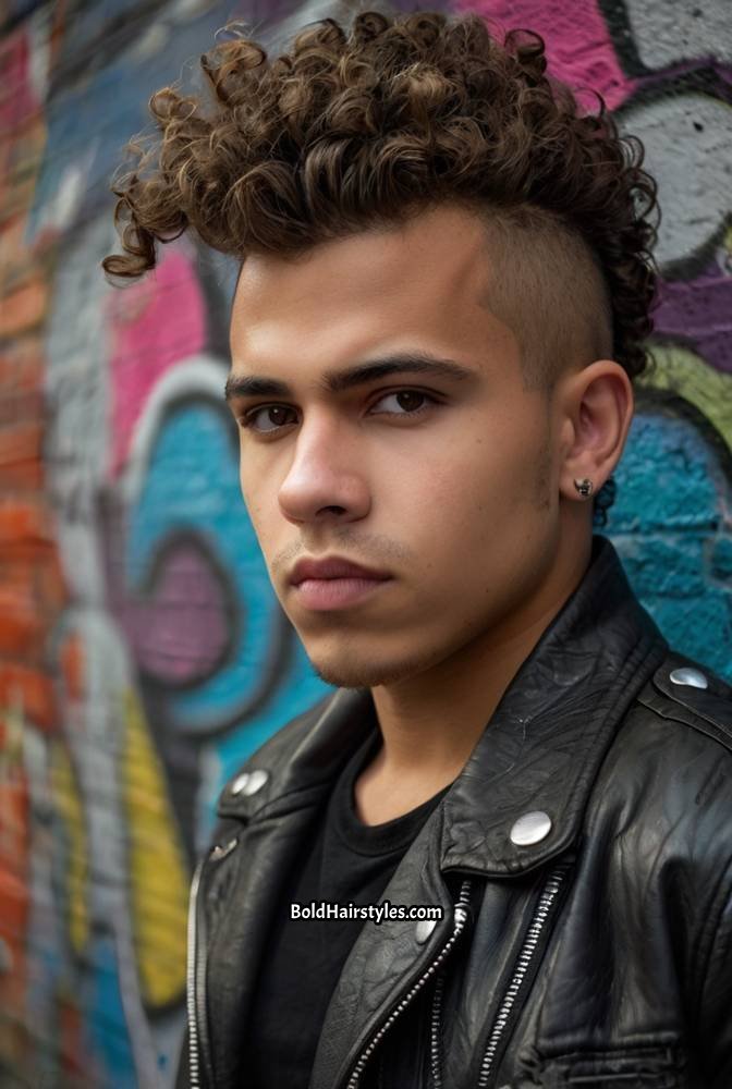 7. Curly Mohawk with Skin Fade
