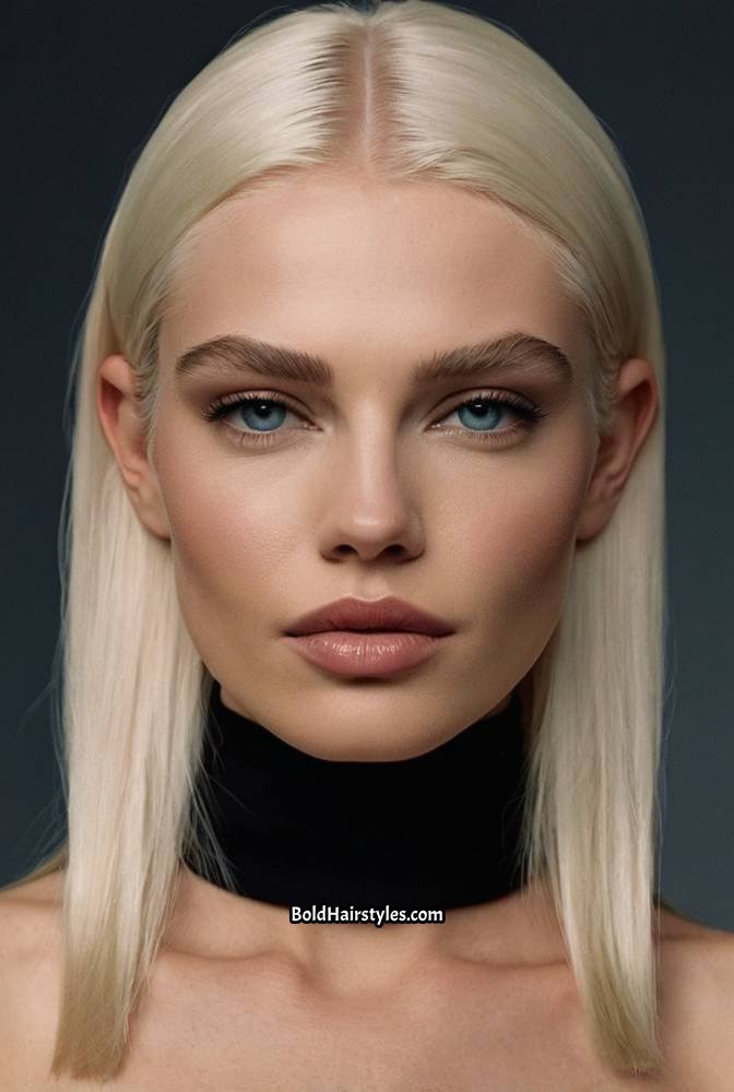 8. Long, Poker-Straight Platinum Blonde Hair