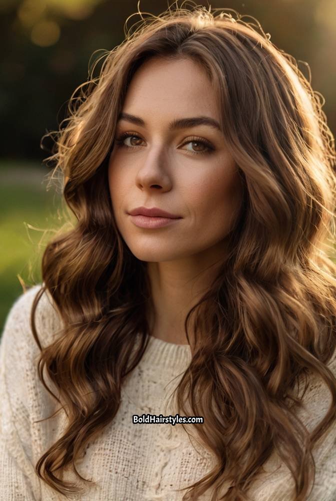 8. Mocha Brown with Sun-Kissed Golden Streaks