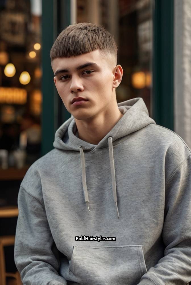 8. Modern Caesar Cut with Skin Fade