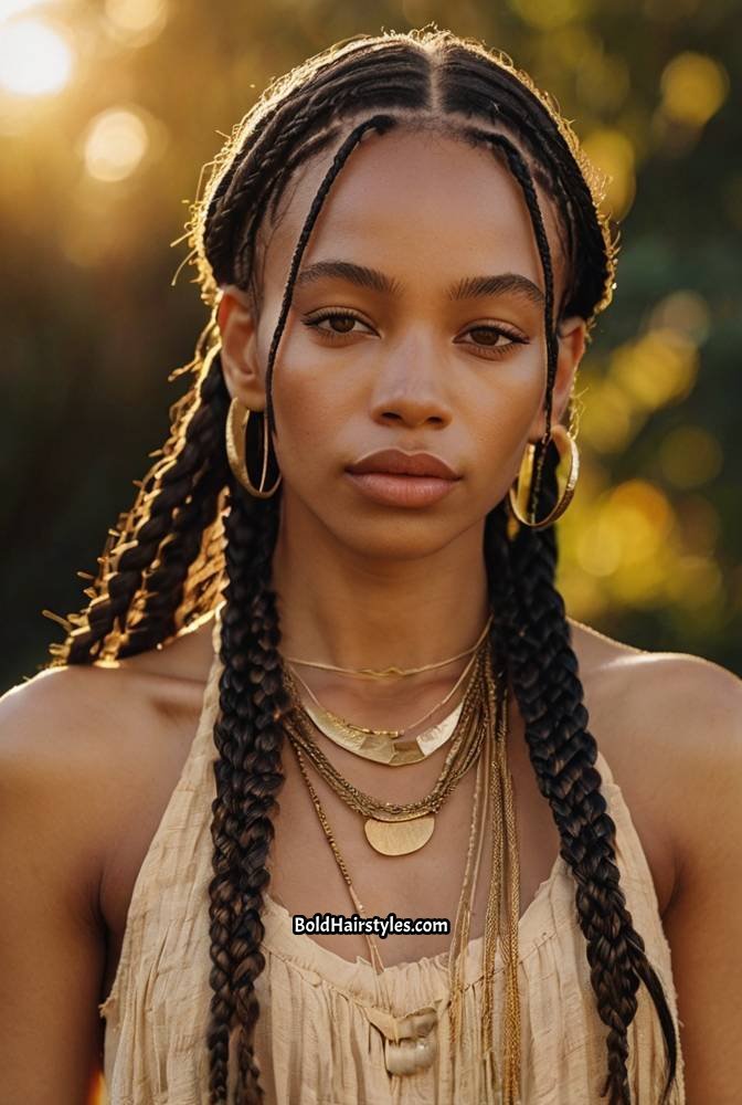 8. Thin Braids with Beaded Ends