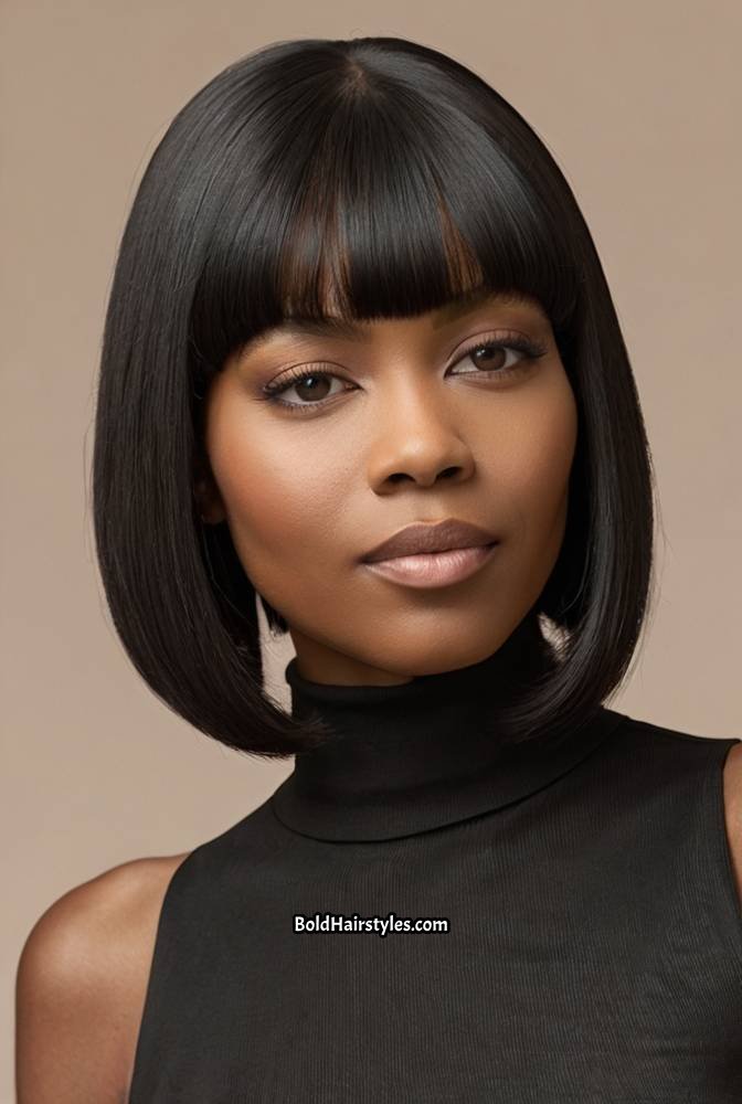 9. Polished Short Bob with Middle Part