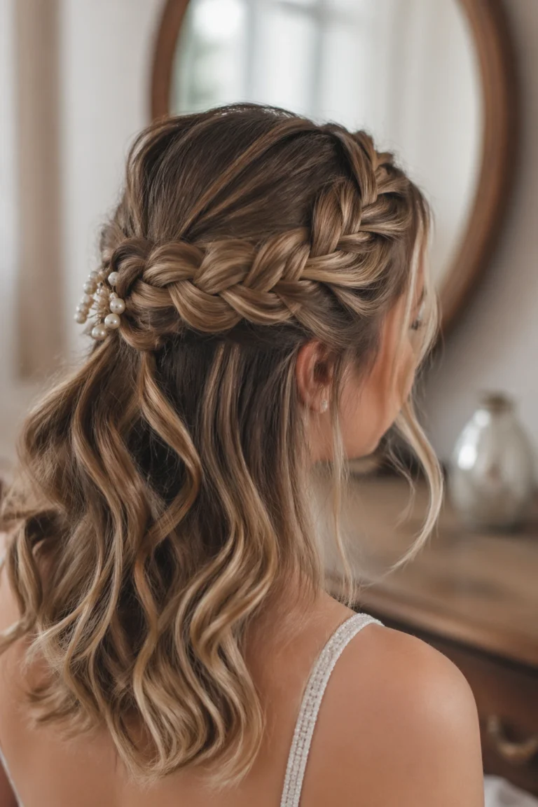 22 Braided Half Up Half Down for Wedding Medium Hair