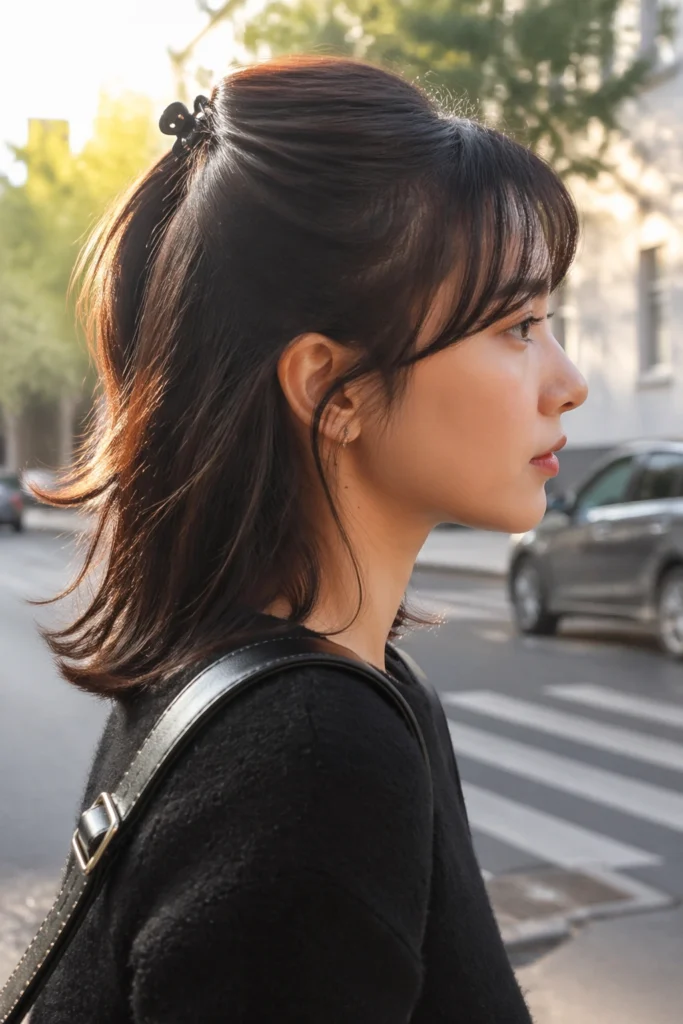 30 Half Up Ponytails With Bangs