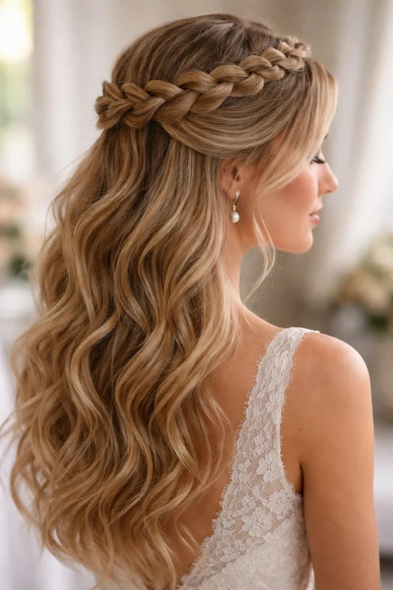 22 Braided Half Up Half Down for Bridesmaid Long Hair