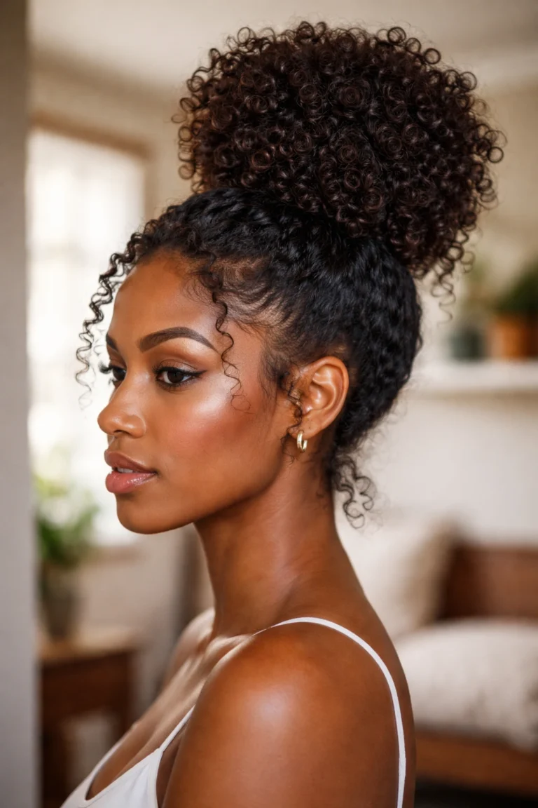 23 High Bun Styles for Curly Natural Hair