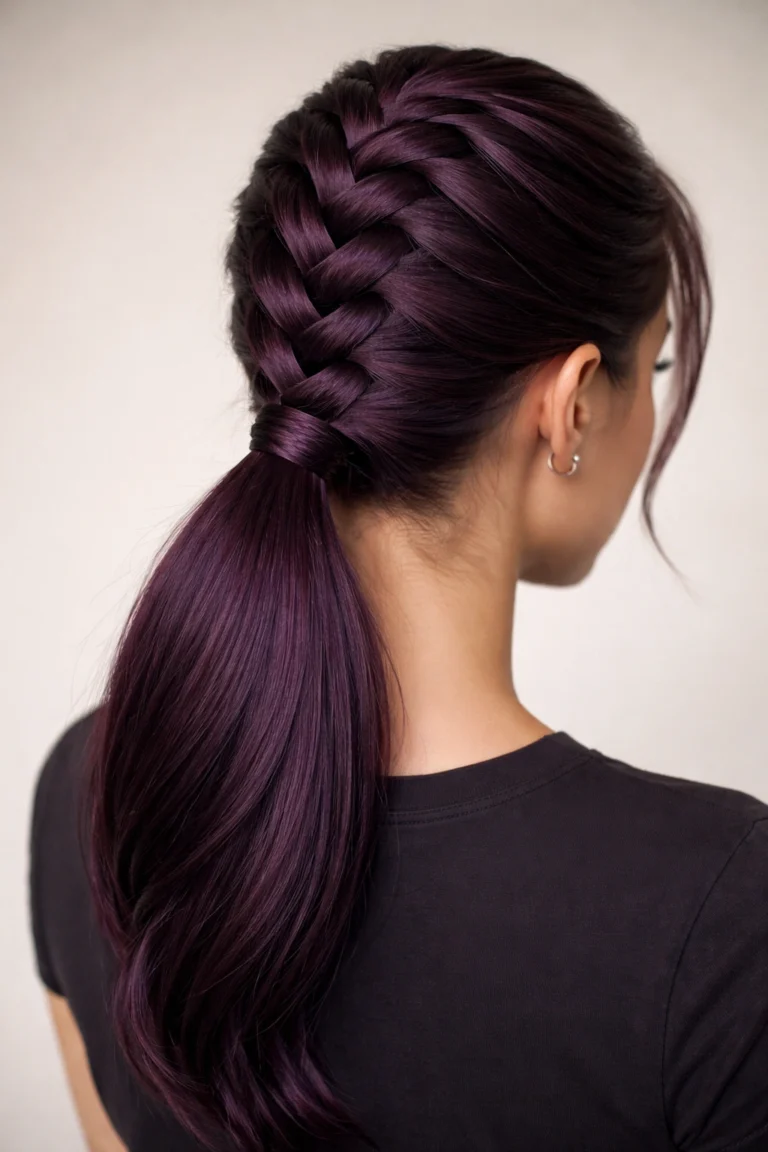 19 Purple Braided Ponytails for Any Occasion