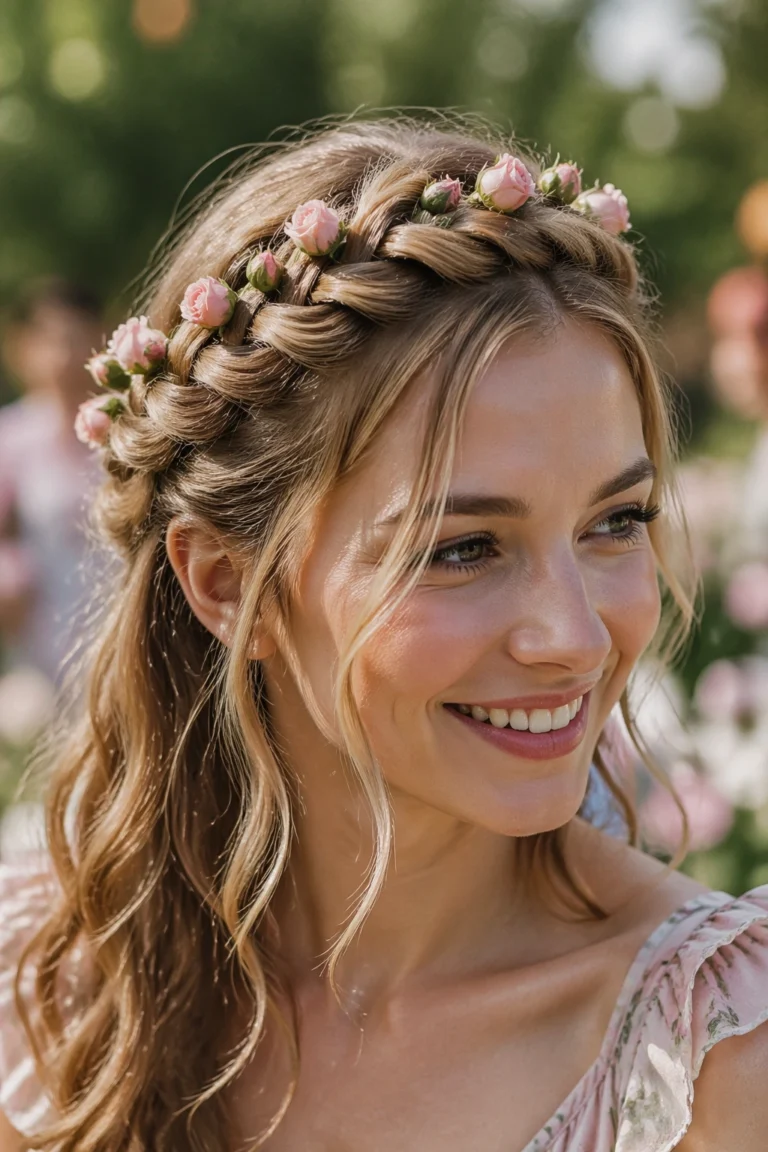 20 Braided Half Up Half Down With Flowers