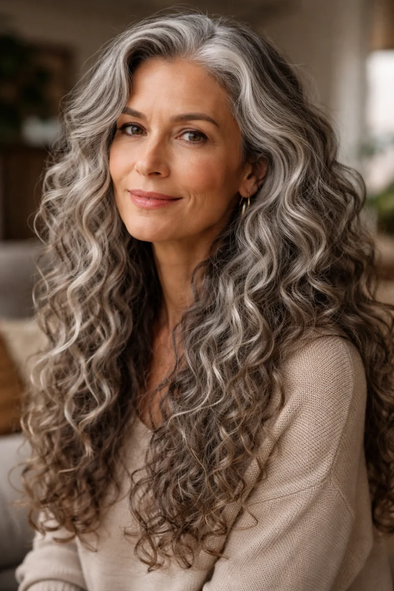 24 Long Grey Curly Hair Styles for Women